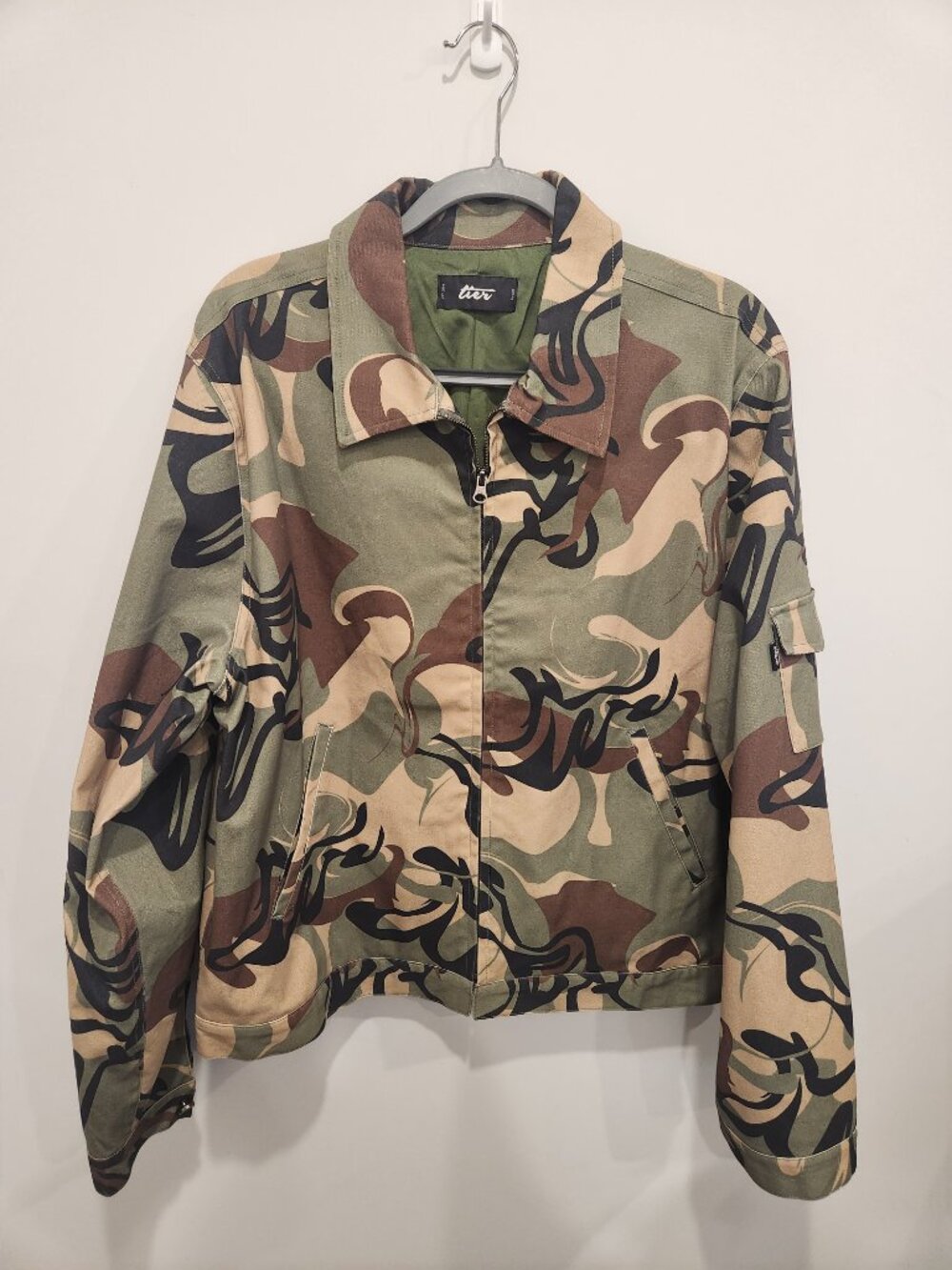 TIER NYC Abstract Swirl Camo Full-Zip Streetwear Jacket XL